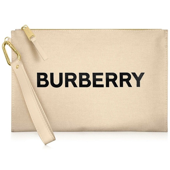 NEW Burberry Canvas Wristlet Pouch with Detachable Wrist Strap - Picture 1 of 9